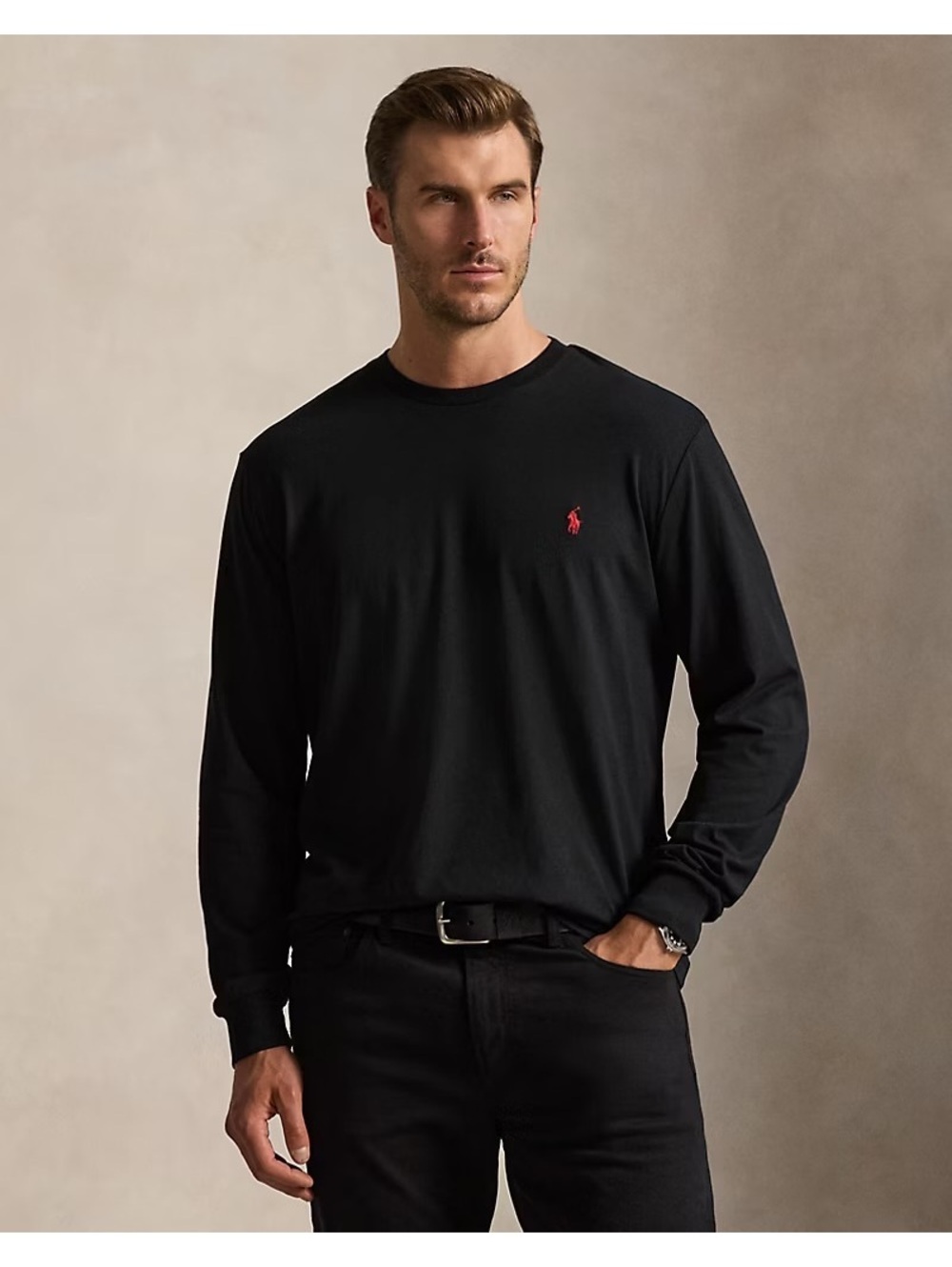 Polo Ralph Lauren Men's Long Sleeve Black Crew Neck Shirt L Large